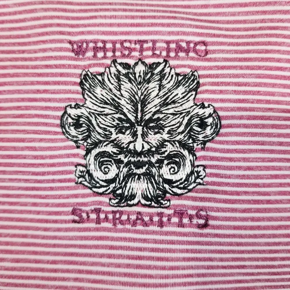 Adidas Polo Shirt Mens Large Pink Striped Whistling Straits Golf Shirt